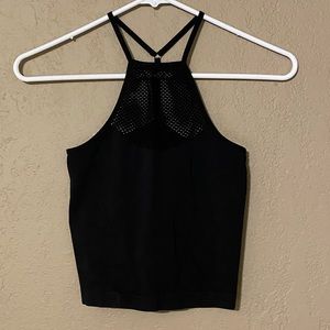 Black Crop Top Mesh Upper Chest